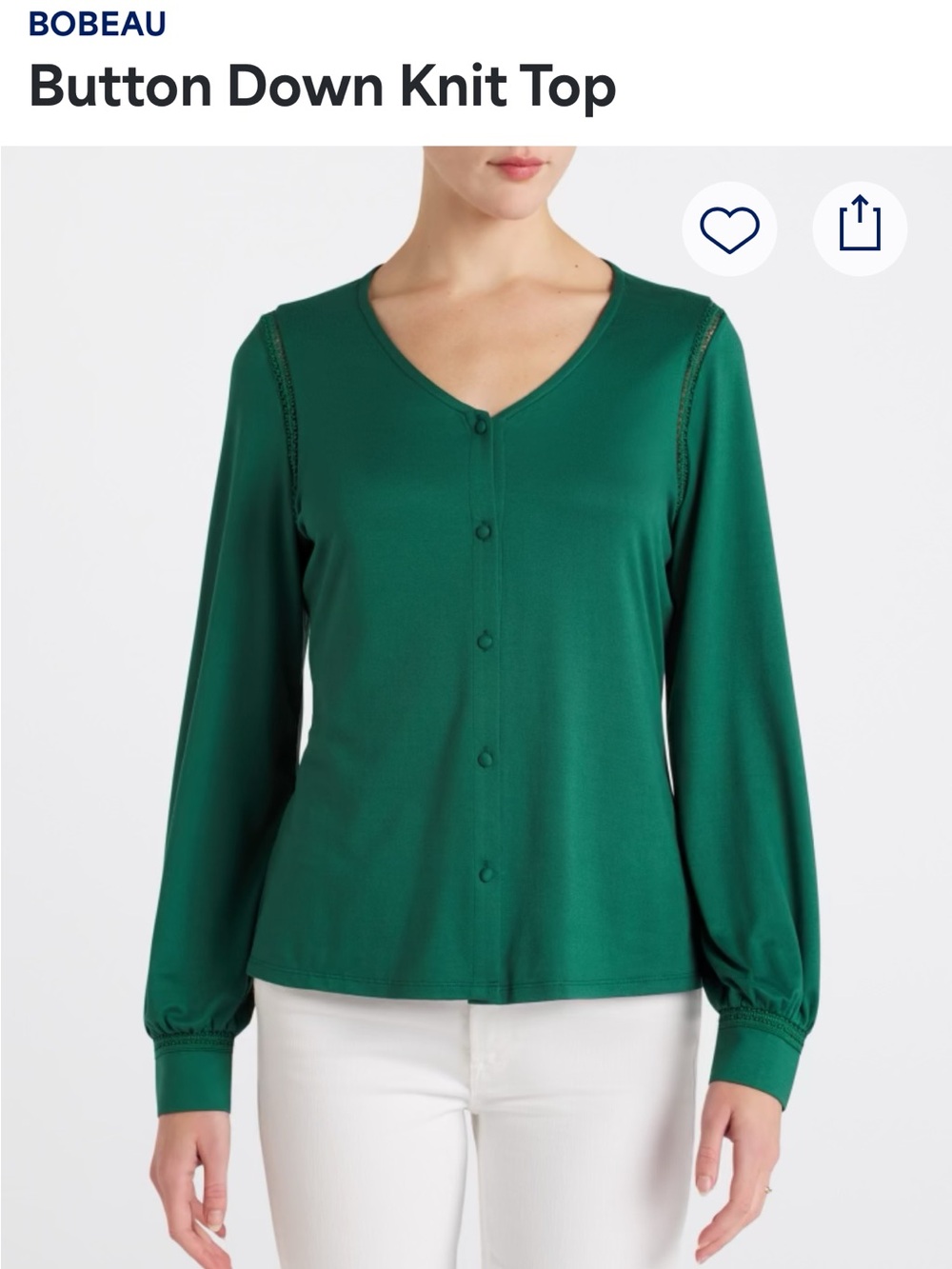 Bobeau StitchFix /New /Women’s Green /M Long sleeve Button-up blouse NWOT